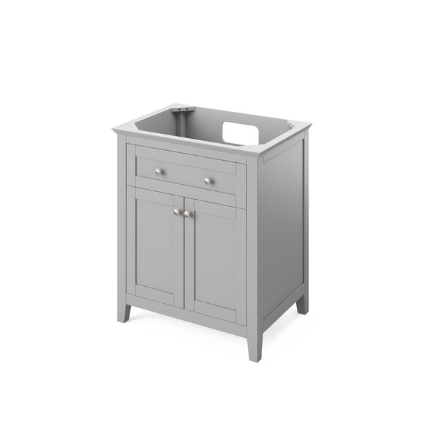 Jeffrey Alexander 30" Grey Chatham Vanity, Steel Grey Cultured Marble Vanity Top, undermount rectangle bowl VKITCHA30GRSGR